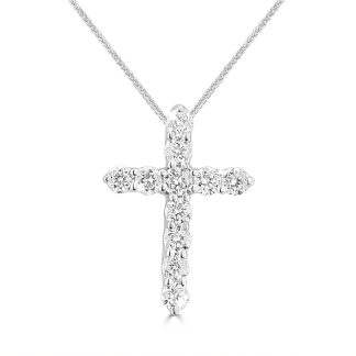 White Gold Diamond Cross Pendant in 18KtWhite gold diamond cross pendant