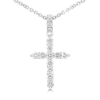 18Kt White Gold with Natural Diamond Cross PendantDiamond cross pendant white gold