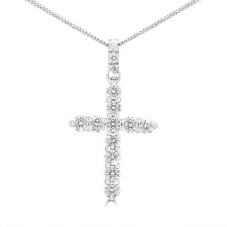Light & Devotion Diamond Cross Pendant Necklace in 18Kt White GoldDiamond cross pendant necklace