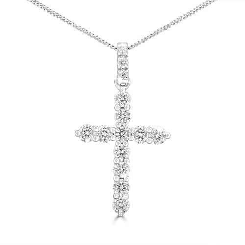 Light & Devotion Diamond Cross Pendant Necklace in 18Kt White Gold