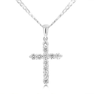 Diamond Cross Pendant in 18Kt White Gold Where Light Meets MeaningElegant cross with natural diamonds