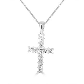 White Gold Diamond Cross Pendant A Timeless Touch of Faith and BrillianceDiamond religious pendant 18Kt