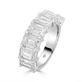 18Kt White Gold Lab Diamonds Wedding Band Bold EleganceLab diamond emerald cut ring