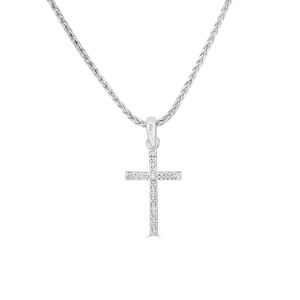 White gold diamond cross