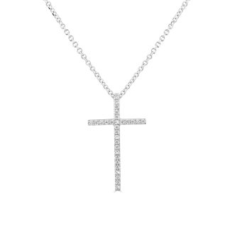 Embrace Elegant Symbolism with a Long White Gold Cross PendantLong white gold cross
