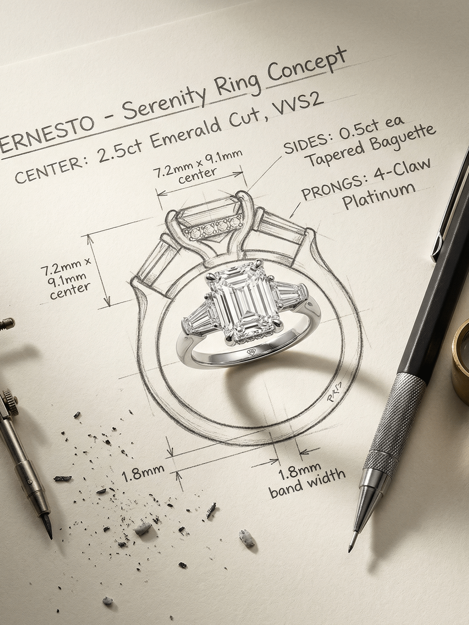 Emerald Cut Diamond Hidden Halo 1.03 Ct