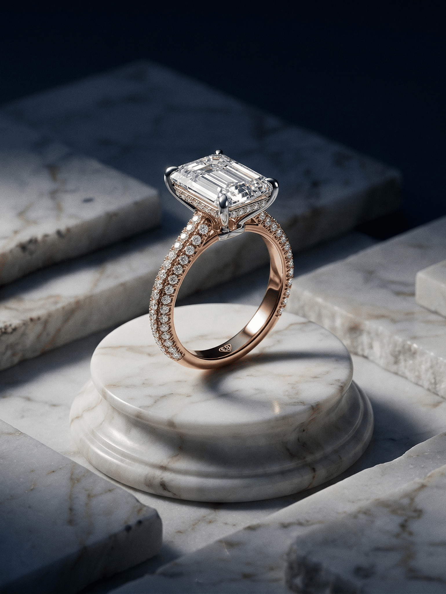 18kt Rose Gold Engagement Ring with Cush…