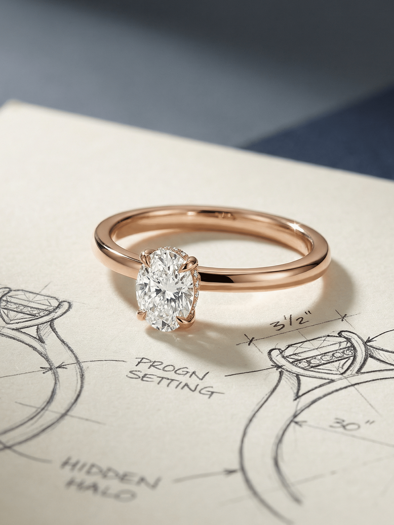 Oval Cut Halo Split Band 0.70 Ct