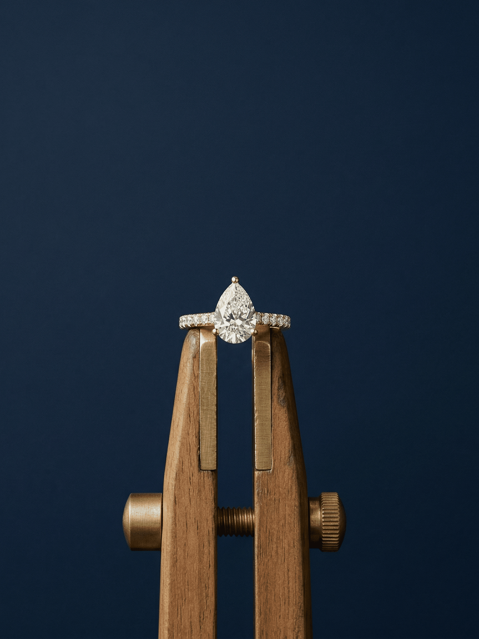 Pera Cut Double Halo Engagement Ring