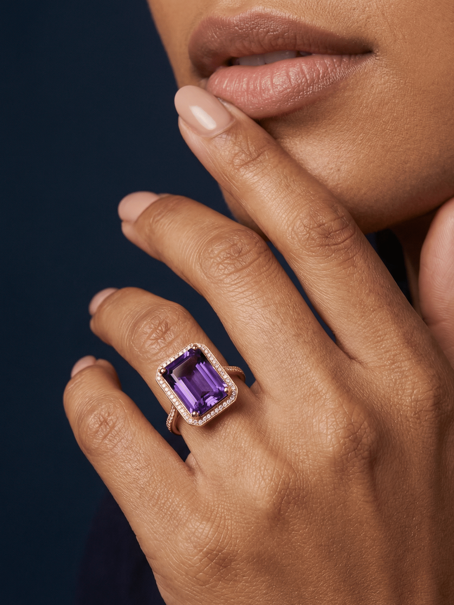 Amethyst Earrings with Diamonds