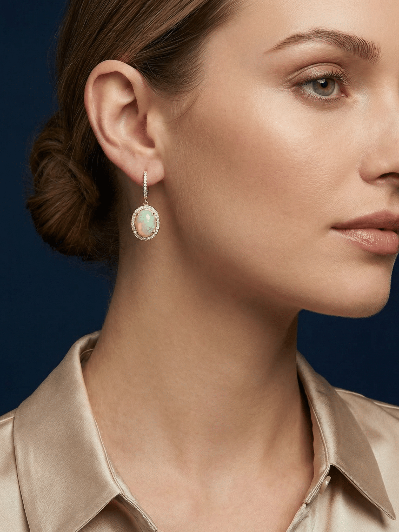 Opal Earrings AU Natural Diamonds Framin…