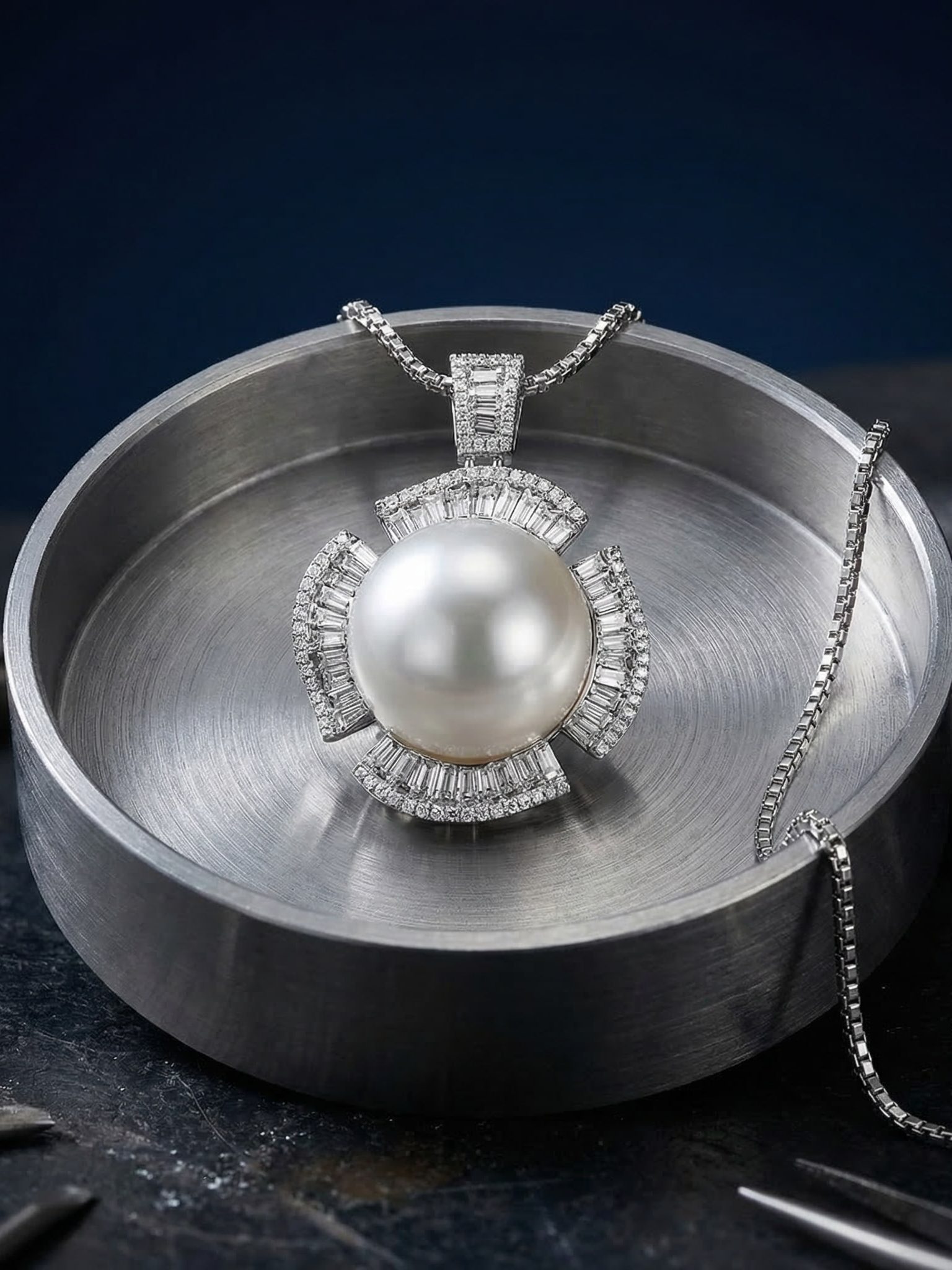 Diamond And South Sea Pearl Drop Pendant