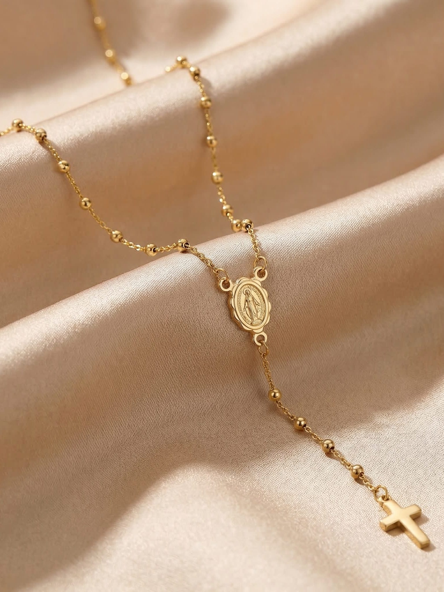 Cubic Zirconia Rosary Necklace