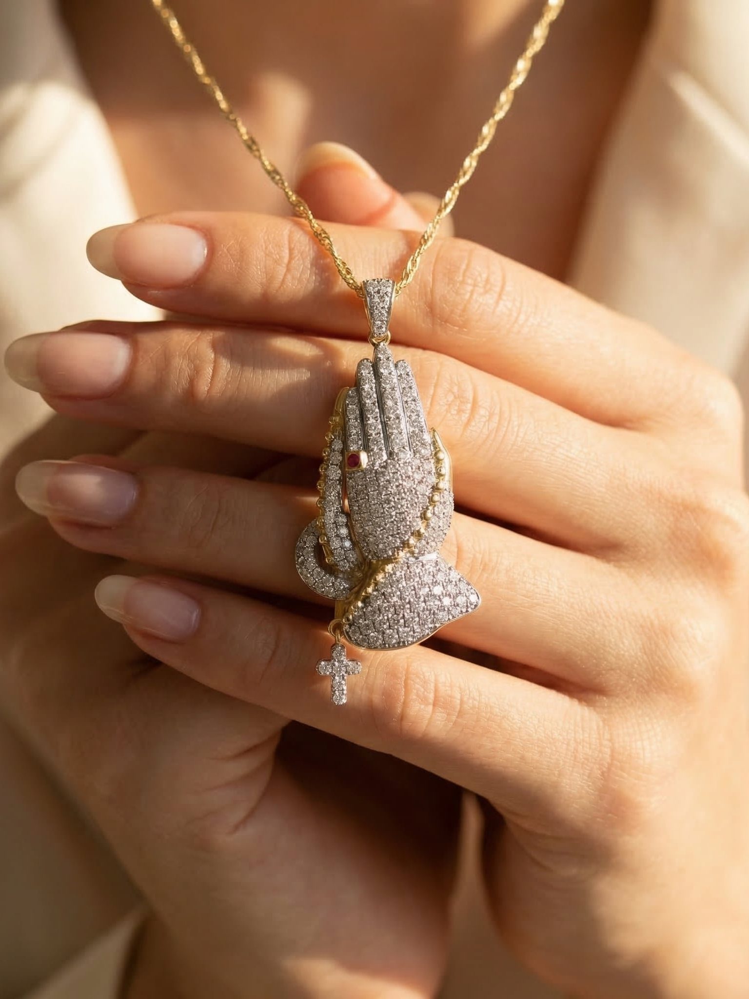 Tri-Colour Rosary Necklace