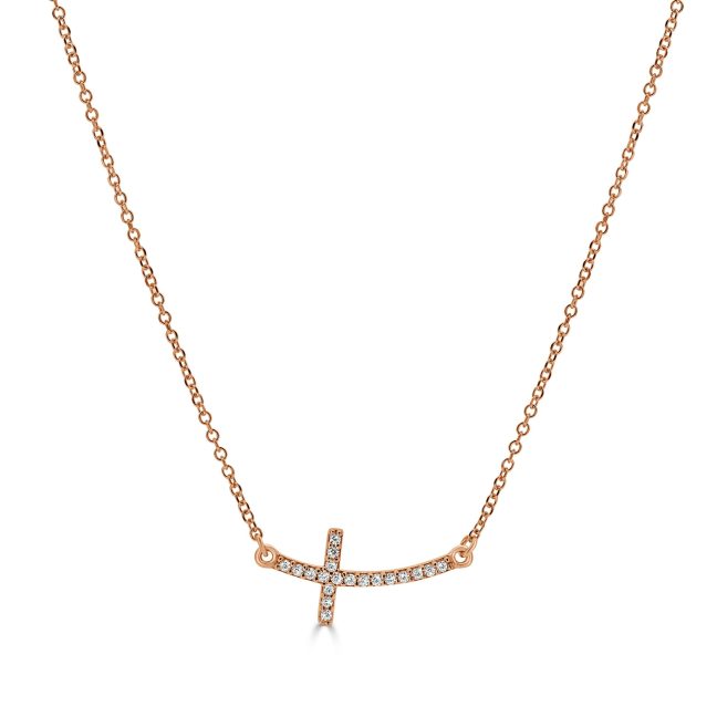 Cross Design Chain with Cubic Zirconia's.Round Diamond Cross Necklace