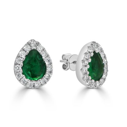 Emerald and Diamond Stud Earrings