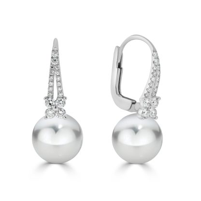 Diamond And Akoya Pearl Drop Earrings