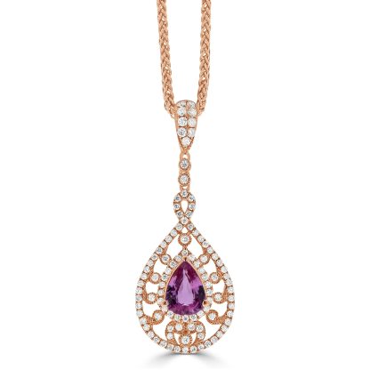 Pear Shape Pink Sapphire Pendant with a Halo