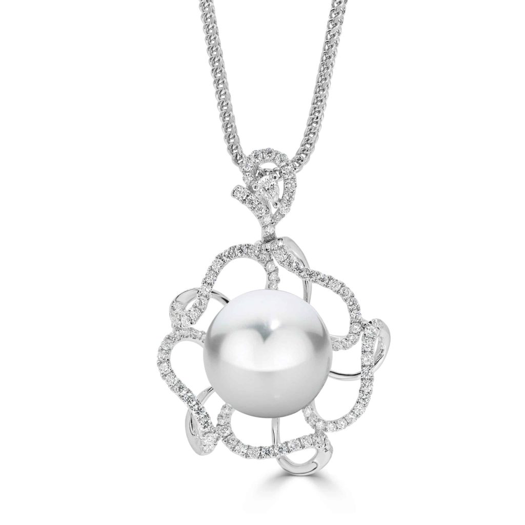 Pearl and diamond necklace