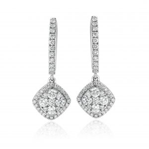 Round Diamond Drop Earrings