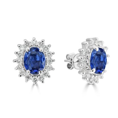 Blue sapphire oval cut earrings