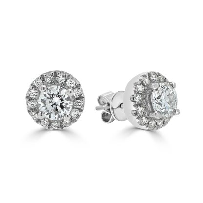 Round Diamond Cluster Stud Earrings