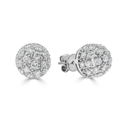 Round Diamond Cluster Stud Earrings