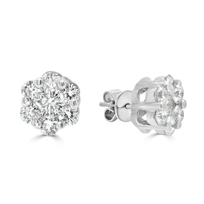 Round Diamond Cluster Earrings