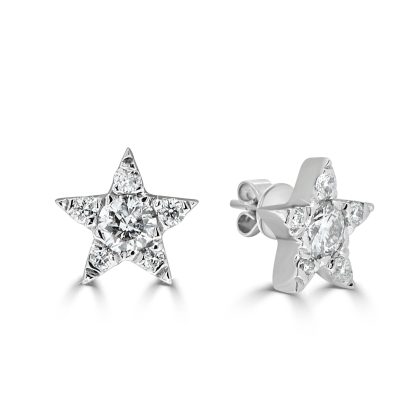 Round Diamond Star Stud Earrings