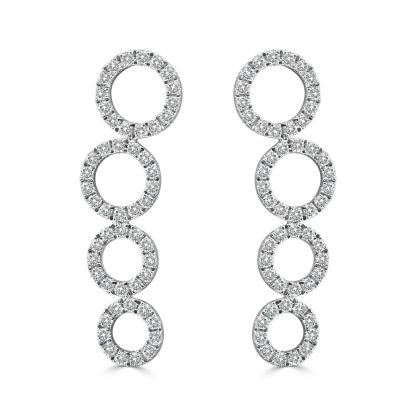 Round Diamond Circle Drop Earrings