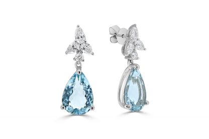 Aquamarine earrings with diamonds