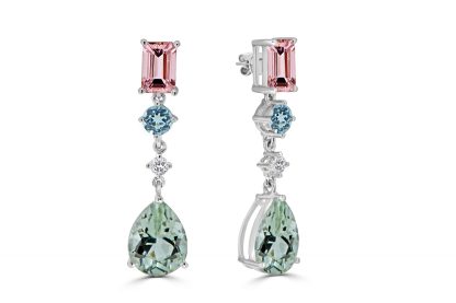 Morganite drop earrings with aquamarine