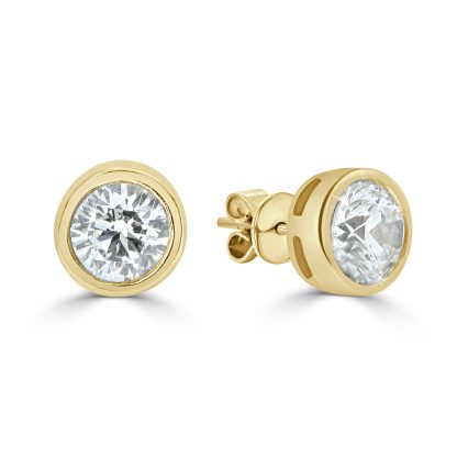 Round Diamond Bezel Studs