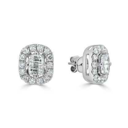 Diamond Cluster Stud Earrings
