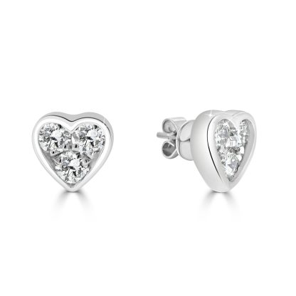 Round Diamond Heart Stud Earrings