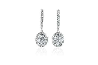 Drop diamond earrings white gold