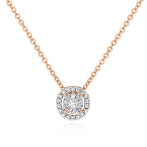 Round Diamond Necklace with Halo