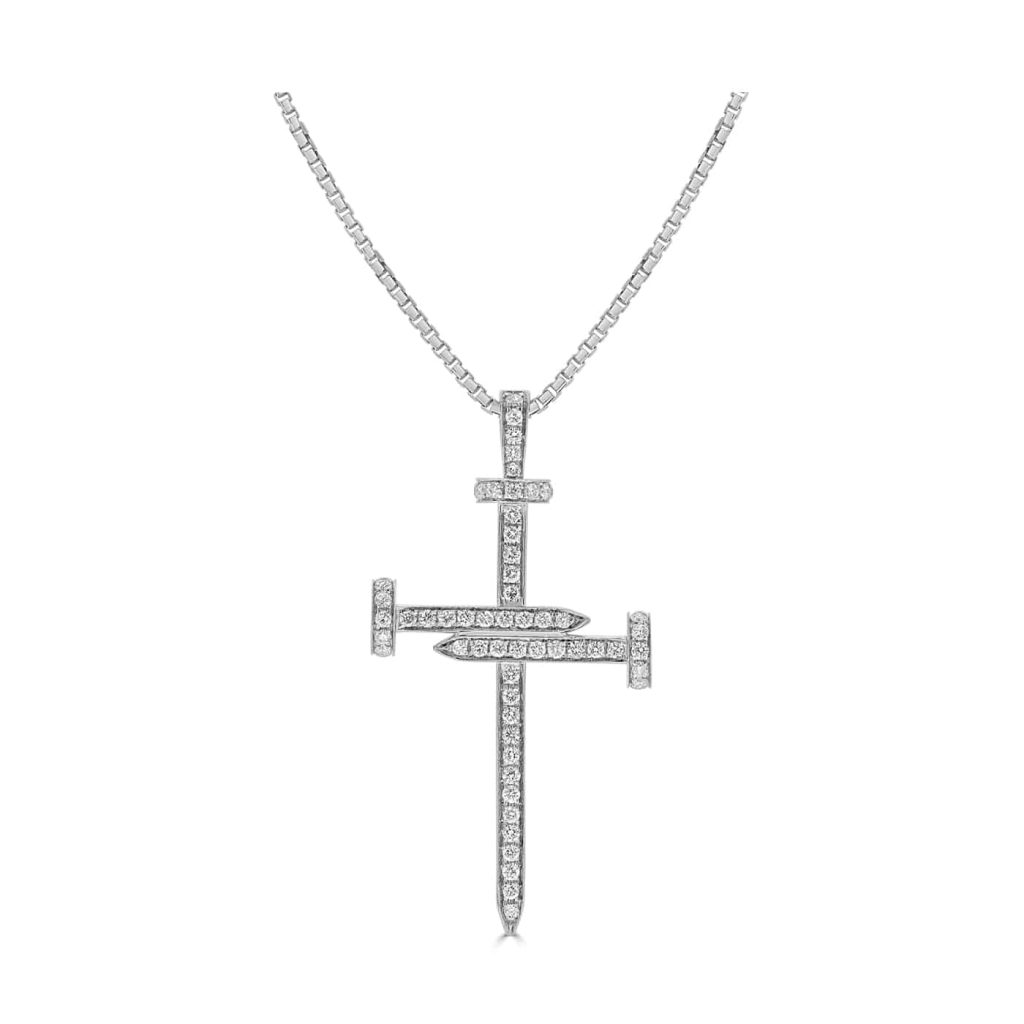 Round Diamond Nail Cross Pendant