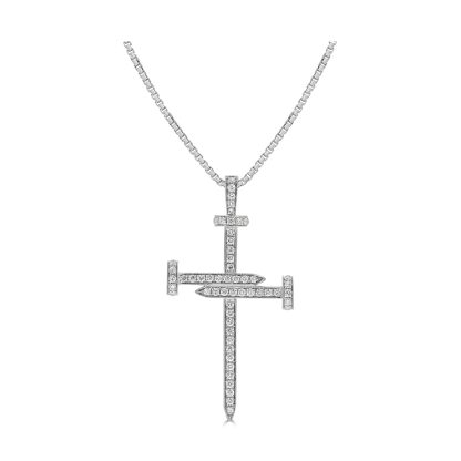 Round Diamond Nail Cross Pendant