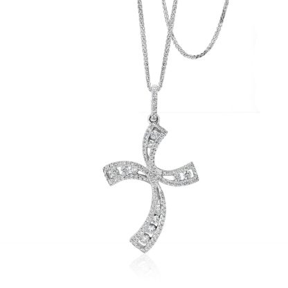 Round Diamond Cross Pendant