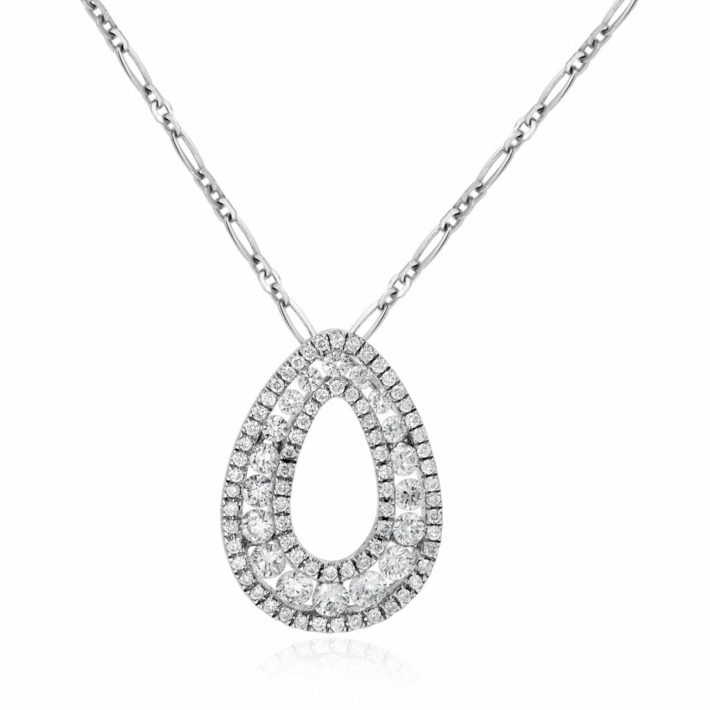 Double Round Brilliant Teardrop Pendant
