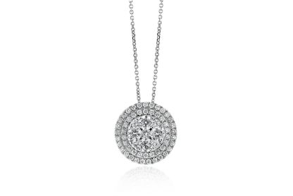 Round Diamond Pendant with Double Halo