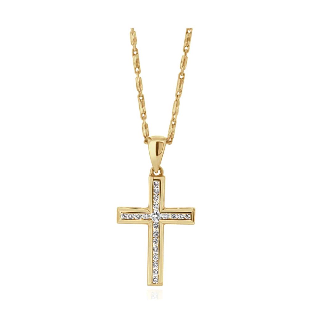 Gold cross pendant diamonds