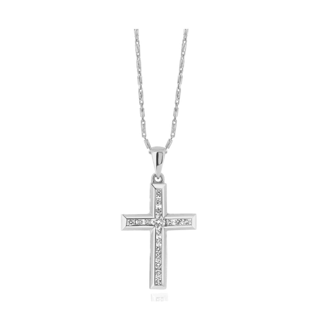 White gold diamond cross