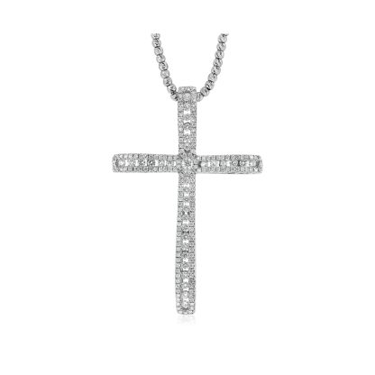 Women cross pendant white gold