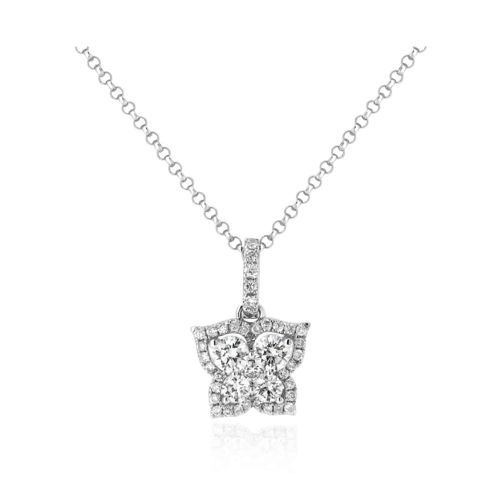 Diamond Cluster Butterfly Pendant