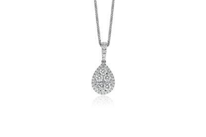 Round Diamond Tear Drop Pendant