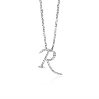 Diamond initial pendant gold