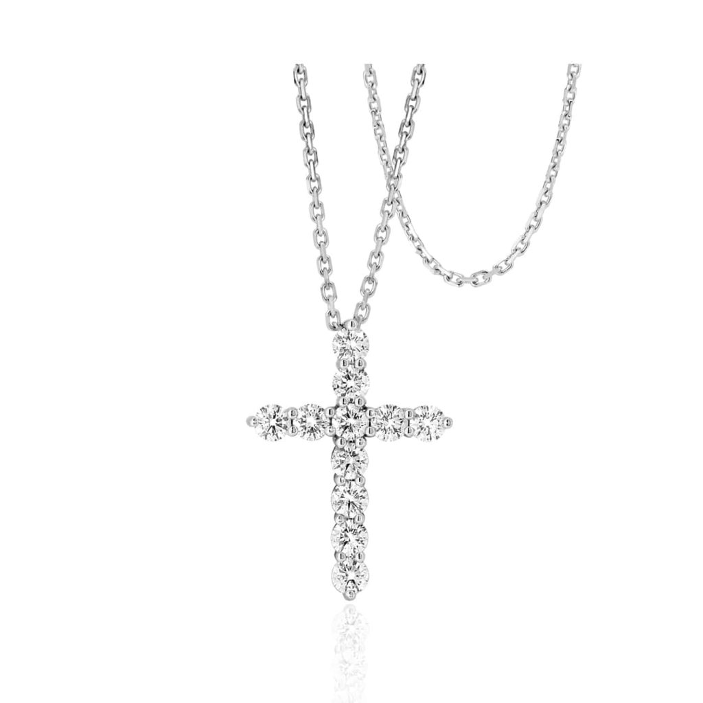 Diamond cross pendant white gold