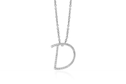 Round Diamond D Letter Pendant